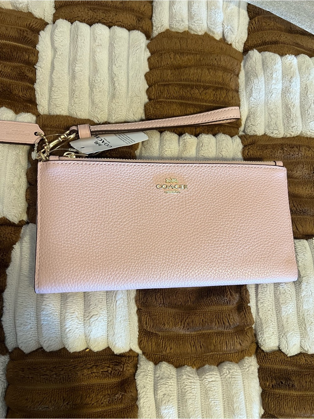 Coach Double Zip Leather Wallet in Blossom Pink NWTS!